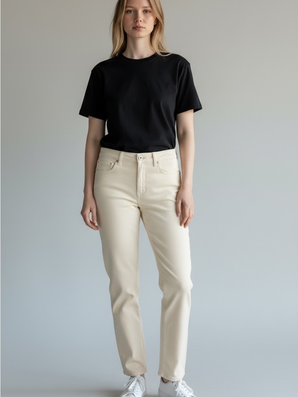 Eileen Fisher Jeans in Cream Like New 12